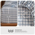 thumbnail image 5 of MooMee Gingham Sheet Set 100% Washed Cotton Linen Like Textured Extra Deep Pocket Breathable Lightweight 4-Piece (Cornflower Blue, King), 5 of 8