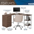 thumbnail image 3 of Techni Mobili L-Shape Home Office Desk with Storage, Walnut RTA-739DL-WAL, 3 of 14