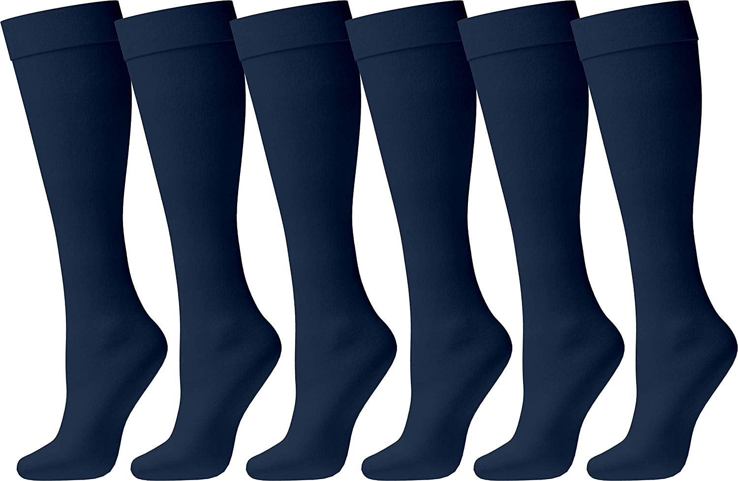 Womens Nylon Dress Socks, 6 Pairs Ladies Trouser Sock, Soft Sheer Knee
