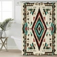 thumbnail image 2 of Small Stall Shower Curtain 36x78 Inch Narrow Half Size Red Teal Brown Southwestern Bath Curtains Bathroom Decor Ethnic Geometric Boho Waterproof Fabric Shower Curtain Set with Hooks 36 Inch, 2 of 6