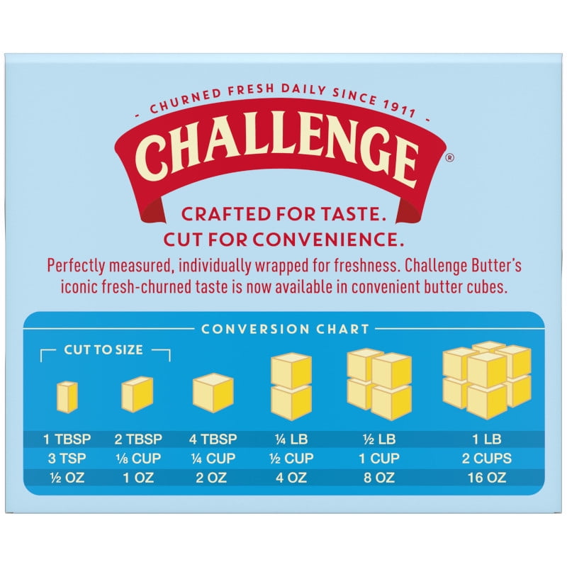 Challenge Unsalted Fresh-Churned Butter Cubes, 16 oz, 8 Pre-Measured Portions