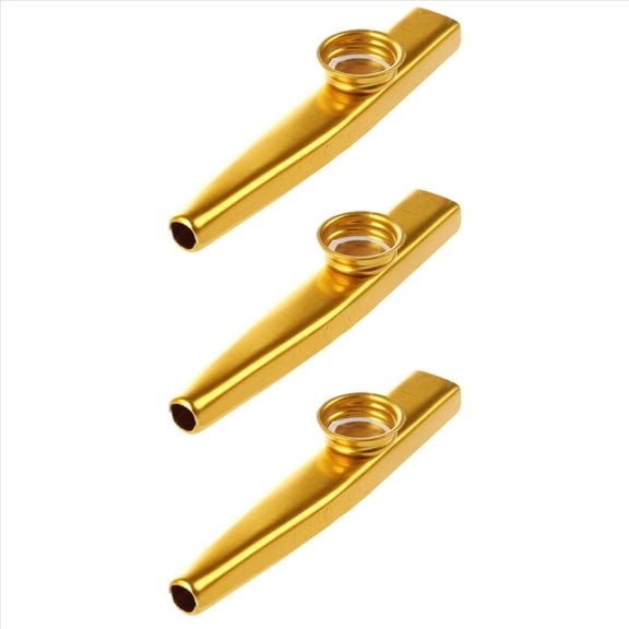 3X Metal Kazoo Flute Mouth Music Instrument Harmonica Practical Golden,3 x Ancestral Flute,golden