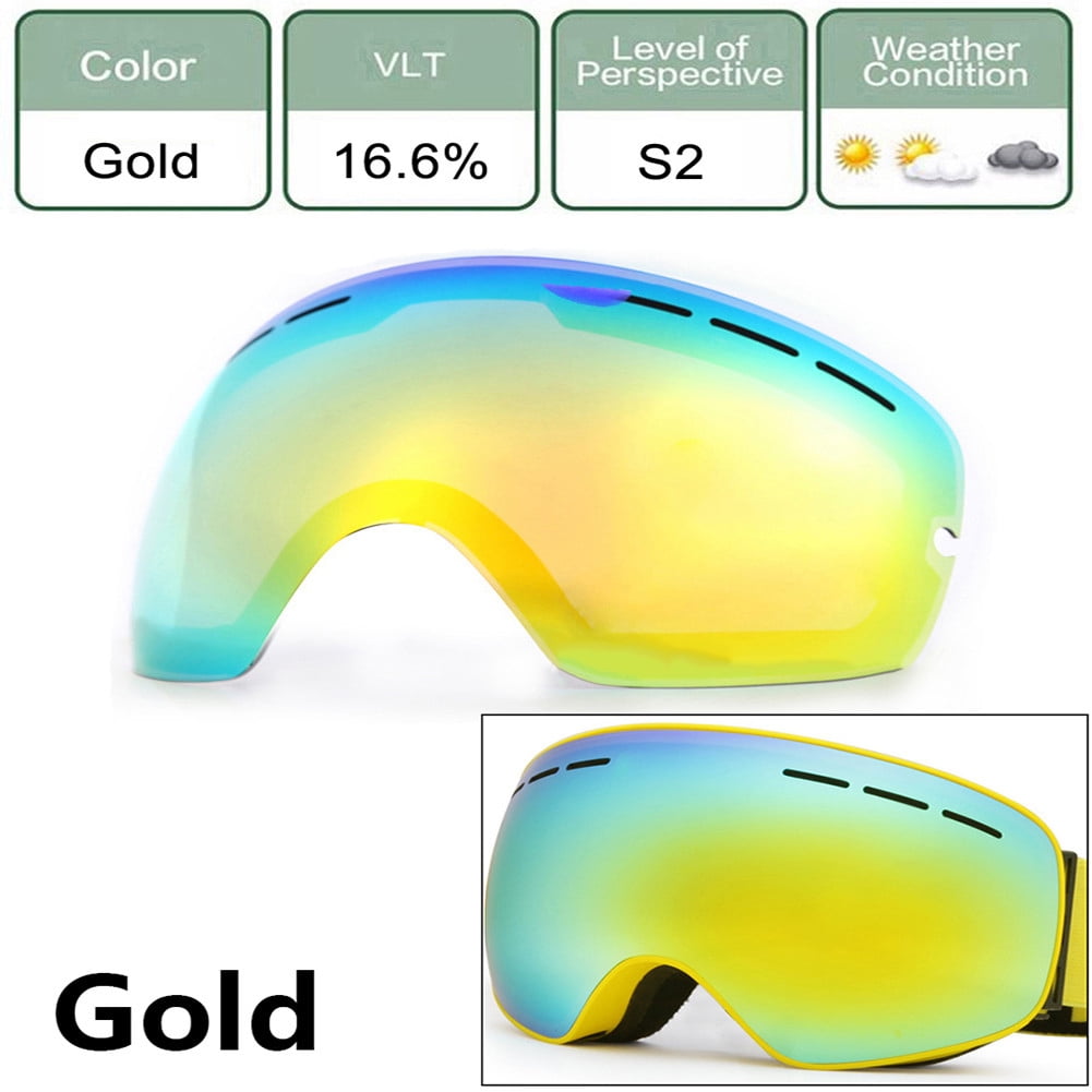 Large Spherical Ski Goggles Lens For Men Women Double Skiing Lens Protection Anti-Fogging Ski Night Vision... by