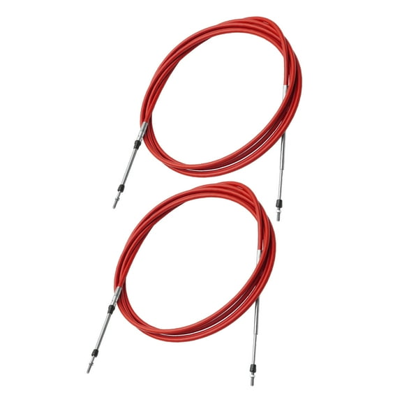 Unique Bargains 2pcs 15ft 4.6 Meter 181inch Marine Throttle Shift Remote Control Box Cable for Outboard Engine Boat Red