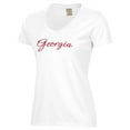 thumbnail image 2 of Women's  White Georgia Bulldogs Script Logo Comfort Wash V-Neck T-Shirt, 2 of 3