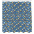 thumbnail image 3 of Orange Shower Curtain, Geometric Floral Pattern with Delicate Petals and Rounds, Fabric Bathroom Set with Hooks, 69W X 84L Inches Extra Long, Dark Violet Sea Blue Marigold Mustard, by Ambesonne, 3 of 3