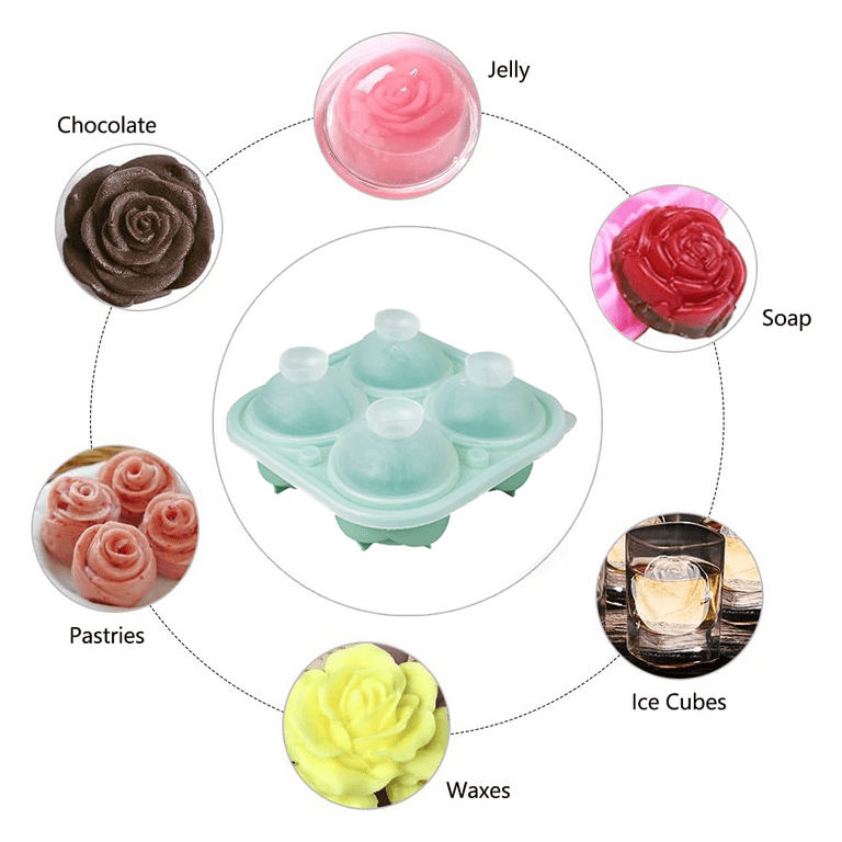 Fridja Rose Ice Cube Trays, 9 Cavity Silicone Rose Ice Ball Easy Release  Ice Cube Form for Chilled Cocktails, Whiskey, Homemade Juice