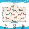 thumbnail image 2 of Colorful Funny Dachshund Hooded Bath Towel，60"x35" for Ages 3 To 12 Kids, Quick Dry Lightweight Soft Microfiber Hood Beach Towel Cover Up for Kids, 2 of 7