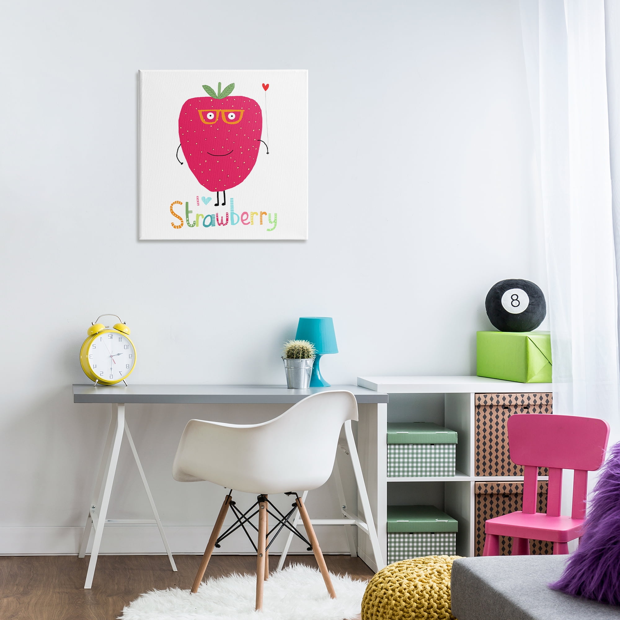 Stupell Industries Fun Smiling Strawberry Food & Beverage Painting Wrapped Canvas Art Print Wall Art, 24 x 24