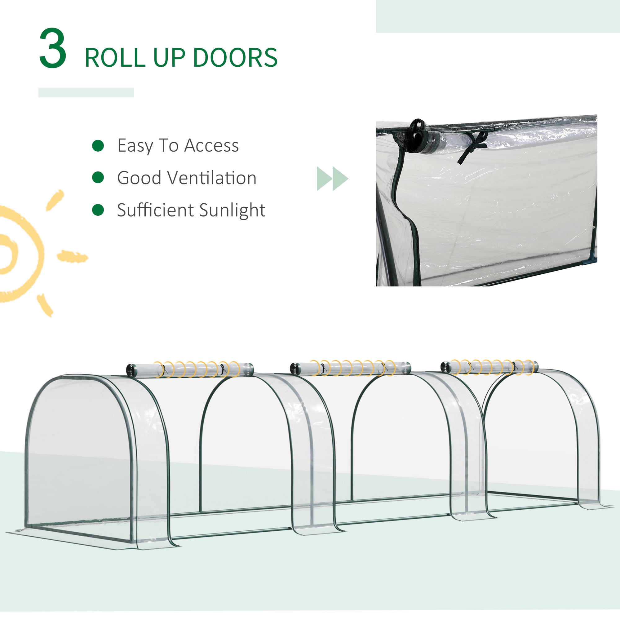 Mini Greenhouse, Portable Tunnel Green House with Roll-Up Zippered Doors, UV Waterproof Cover