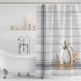 thumbnail image 3 of Grey White Pumpkin Shower Curtain, Waterproof Shower Curtains for Bathroom, Thanksgiving Fall Leaf Stripe Wooden Washable Fabric Bathtub Curtain Set Bath Decor with 12 Hooks Standard 72"x72", 3 of 8