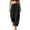 Black #140, variant on Women's Harem Pants Lightweight Loose Fit Drawstring Waist Side Pockets Cuffed Ankle Casual Summer Lounge Trousers, S