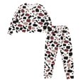 thumbnail image 4 of SCRAWLGOD Cow Print Brown White Black Women's 2 Pieces Pajama Set Soft Round Collar Long Sleeve Sleepwear with Elastic Band Breast-Pocket Loungewear Pjs Sets with Pockets, M, 4 of 7