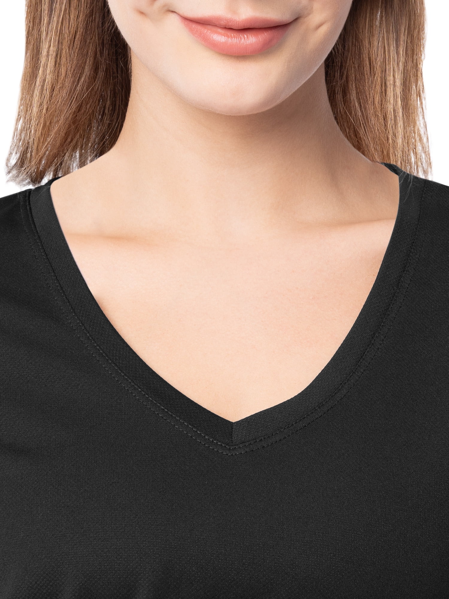 Athletic Works Women's Active Texture Knit V-Neck Tee, Sizes XS-XXXL