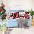 thumbnail image 3 of Merry Christmas Farmhouse Decorative Pillow Covers 18x18 Inch Set of 4 Black Red Buffalo Plaids Truck Xmas Trees Reindeer Snowflake Winter Holiday Throw Pillow Cases Cotton Linen Pillow Shams, 3 of 5