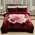 thumbnail image 1 of JML Couverture en Molleton Peluche Douce pour Lit Grand 75"x87 Pouces 5 Lb, Couverture Raschel 2 Plis Fleur Bourgogne, 1 of 7