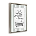 thumbnail image 3 of Stupell Industries Wash Worries Away Green Stripes Brown Framed Floater Canvas Wall Art design by Lettered and Lined, 21 x 17, 3 of 9