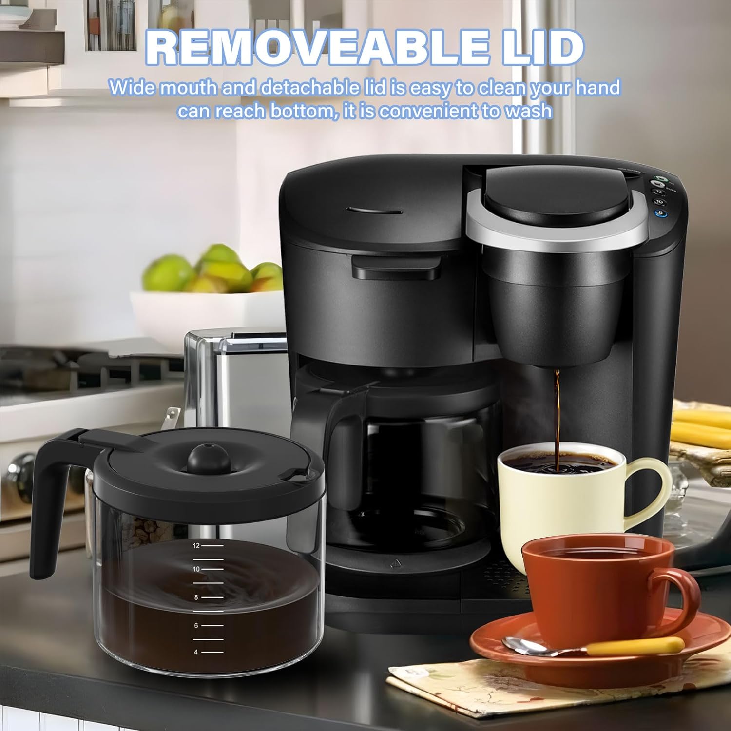 12 Cup Coffee Maker Carafe Replacement Pot Compatible with Keurig 5000 & 5500 K-Duo Essentials and Hot Iced Brewers K5600 (Gen 2) Only (NOT Fit 5100 Model)