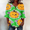 thumbnail image 2 of MVRLSH Shirts Tops for Women Half Button Down V Neck Three Quarter Sleeve Loose Fit Summer Cotton Casual Blouse Green - XXXL, 2 of 5