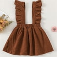 thumbnail image 6 of Sngxgn Toddler Girl Fall Clothes Solid Knitted Pullover Top A-Line Button Mini Skirt Set Girls 2Pcs Oufits(Coffee,100), 6 of 6