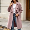 thumbnail image 5 of Levmjia Women's Double Breasted Pea Coat Notch Lapel Long Trench Coat Lined Button Pockets Knee Length Casual Winter Outerwear, 5 of 9