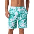 thumbnail image 1 of INSPIRAR CHIC Pantalones Cortos de Baño de Verano Hawaianos para Hombre con Estampado Floral Tropical y Cintura Elástica con Cordón 28 Verde Blanco, 1 of 5