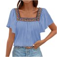 thumbnail image 2 of Pincandy Cotton Linen Tops for Women Summer Casual 3/4 Sleeve T Shirts Lightweight Ethnic Style Embroidery Blouses Tees, 2 of 7