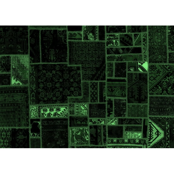 Ahgly Company Indoor Rectangle Patchwork Emerald Green Transitional Area Rugs, 8' x 10'