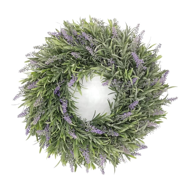 Corona de lavanda artificial de 33 y 40 cm para puerta de entrada interior. Morado claro