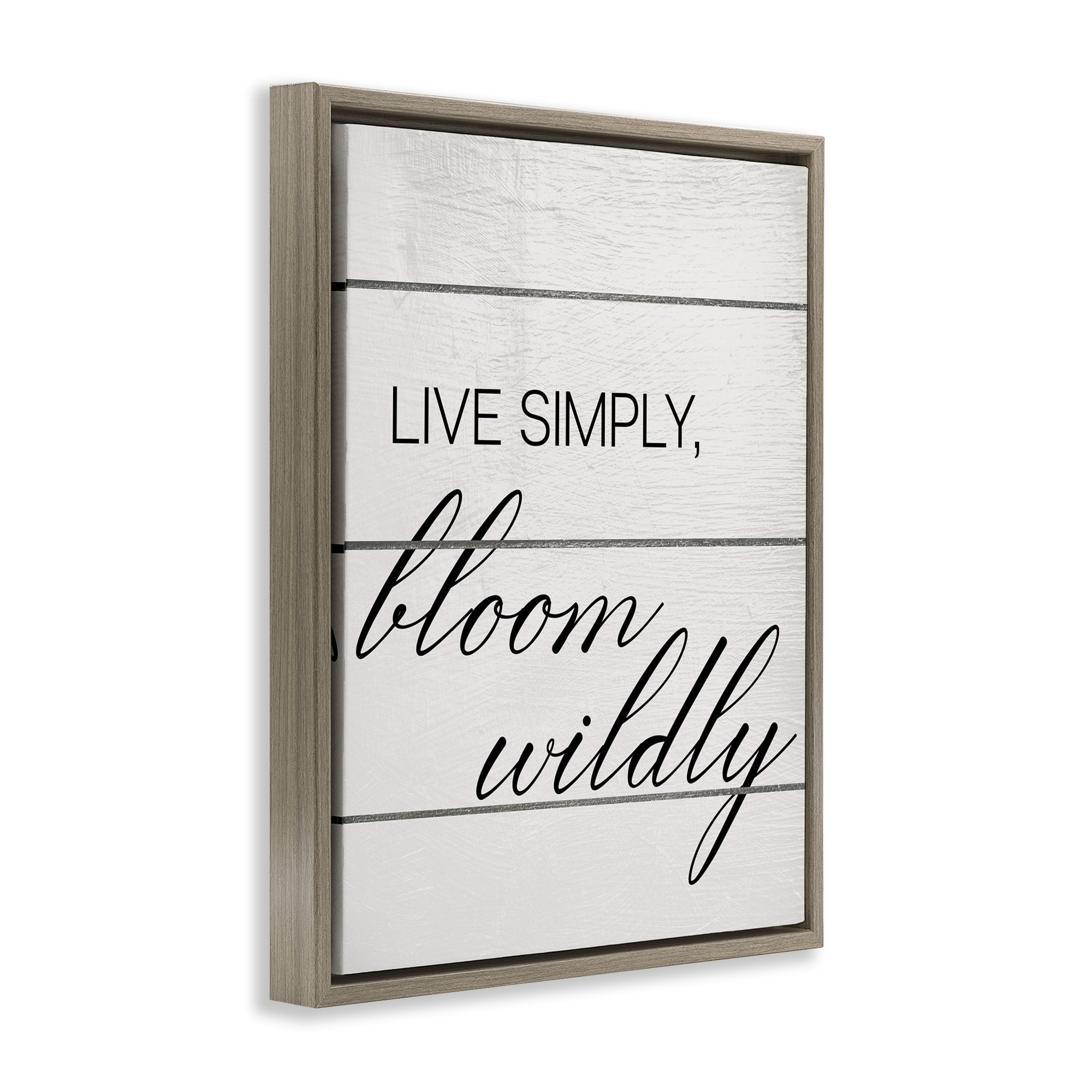 Stupell Industries Bloom Wildly Phrase Typography Painting Brown Floater Framed Canvas Art Print Wall Art, 25 x 31