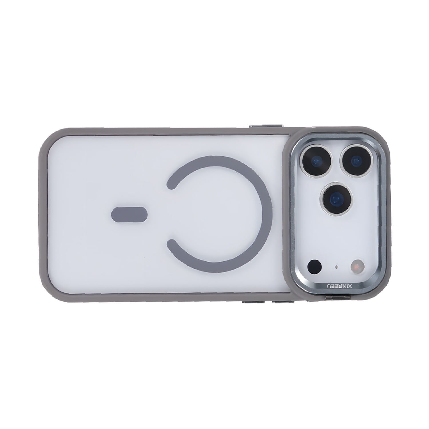 Clear Magnetic Case with Camera Stand for iPhone 17 Pro Max - Gray