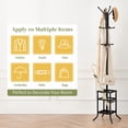 thumbnail image 4 of Coat Rack Freestanding, Coat Tree with Umbrella Holder, Metal Coat Rack Stand with 12 Hooks, Hall Tree Purse Rack for Entryway, Living Room,Black, 4 of 10