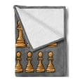 thumbnail image 2 of Board Game Soft Flannel Fleece Throw Blanket, Chess Pieces Pattern with Greyscale Background Game Theme, Cozy Plush for Indoor and Outdoor Use, 50" x 60", Charcoal Grey Apricot, by Ambesonne, 2 of 5