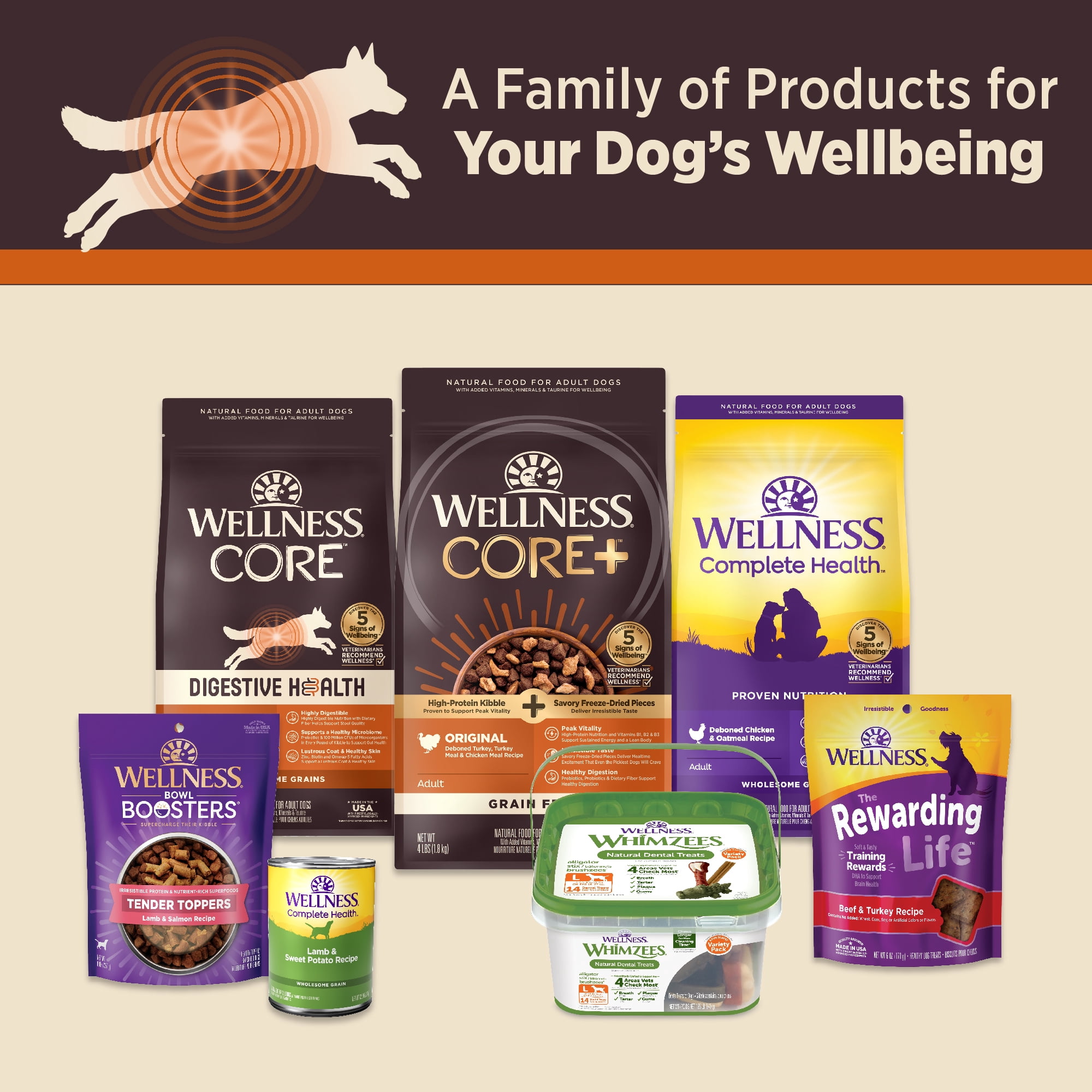 Wellness CORE Digestive Health Pate Variety Pack Adult Canned Wet Dog Food, Grain Free, Sensitive Stomach, Natural 13 oz, Pack of 6 Cans