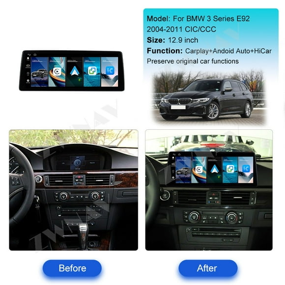 ZWNAV Upgrade 12.9 Inch Car Radio Linux For BMW 3 Series(E92)CIC 2004-2011 Multimedia Player GPS Navigation Android Auto CarPlay Head Unit