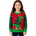 thumbnail image 2 of XIMIN Kids Boy Girls Christmas Sweater Pullover Mock Neck Button Up Dinosaur Embroidery Xmas Tops Ugly Graphic Knit Warm Holiday Pullover Tops, 2 of 3