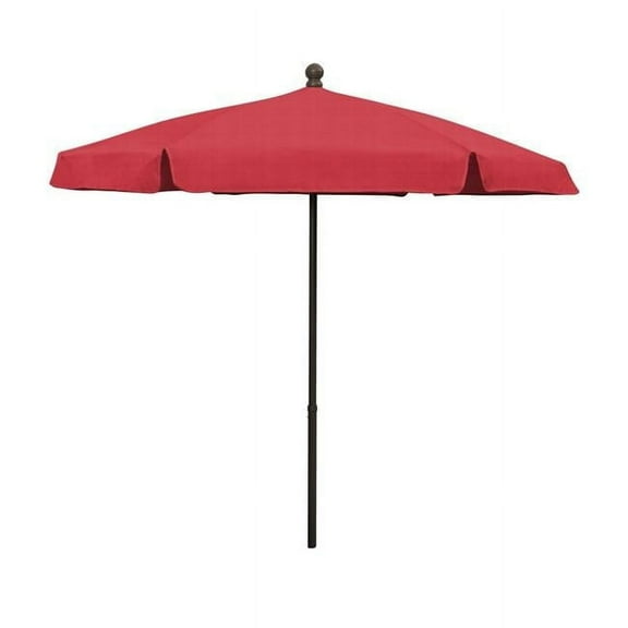 Fiberbuilt Home 7.5 ft. Hex Garden Umbrella 6 Rib Push Up Champagne Bronze with Red Vinyl Coated Weave Canopy