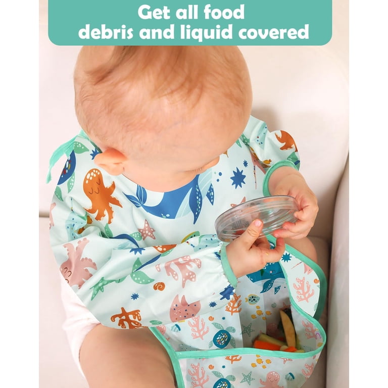 Lictin Baby Long Sleeve Bibs, 5-Pack Waterproof photo 2