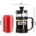 thumbnail image 3 of French Press Coffee/Tea Maker, Camping Mini Coffee/Tea Press of 304 Stainless Steel Filter and Heat Resistant Glass, Cold Brew Coffee Maker 16OZ for Travel& Home Gift(Black), 3 of 9