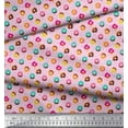 thumbnail image 2 of Soimoi Pink Georgette Viscose Fabric Donuts Food Printed Fabric 1 Yard 42 Inch Wide, 2 of 5