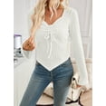 thumbnail image 4 of Women'S Y2k Aesthetic Trendy Long Sleeve Shirt Cute Ruched Drawstring Slim Fit Pullover Tops Y2k Clothes White XL, 4 of 7