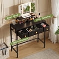 thumbnail image 4 of HIGDBFE Small Makeup Vanity Desk with Lighted Mirror, 3 Fabric Drawers and Height-Adjustable Stand, Black Vanity for Bedroom and Small Spaces, 4 of 9