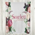 thumbnail image 1 of Floral Throw Blanket, Spring Garden Peony Ranunculus Astilbe Flowers Nature Art Design Print, Flannel Fleece Accent with Custom Name Photo Backdrop, 80" x 60", Pink and Forest Green, by Ambesonne, 1 of 4