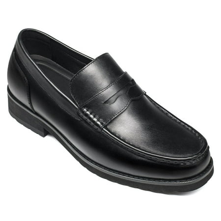 

CMR CHAMARIPA Mens Elevator Loafers - High Heel Lifting Shoes - Black Men s Penny Loafers 6CM / 2.36 Inches