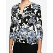 Alex Evenings Women's Glitter Floral-Print Jacket & Shell (S, Blue/Multi)