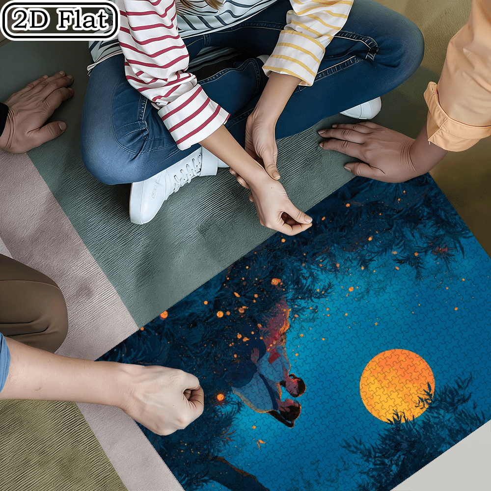 A Box of 1000pcs Adult Jigsaw Puzzle Featuring a "Starlight in the Trees" Design, High Difficulty Level, Suitable for Adults, Family Entertainment.29.4*19.6 in