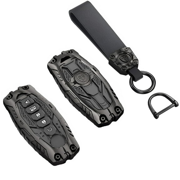 Heavy Metal Key Fob Cover Case Protector for Nissan, Keychain, Altima Maxima Q60 Smart Remote Key fob Cover case Key Holder 5 Buttons car accessories