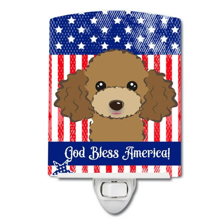 

Caroline s Treasures BB2186CNL Flag and Chocolate Brown Poodle Ceramic Night Light 6x4x3 multicolor