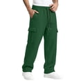 thumbnail image 4 of Resicozy Casual Cargo Pants Men Elastic Waist Sweatpants Loose Fit Lightweight Pants with Pockets Outdoor Hiking Athletic Joggers Green M, 4 of 8