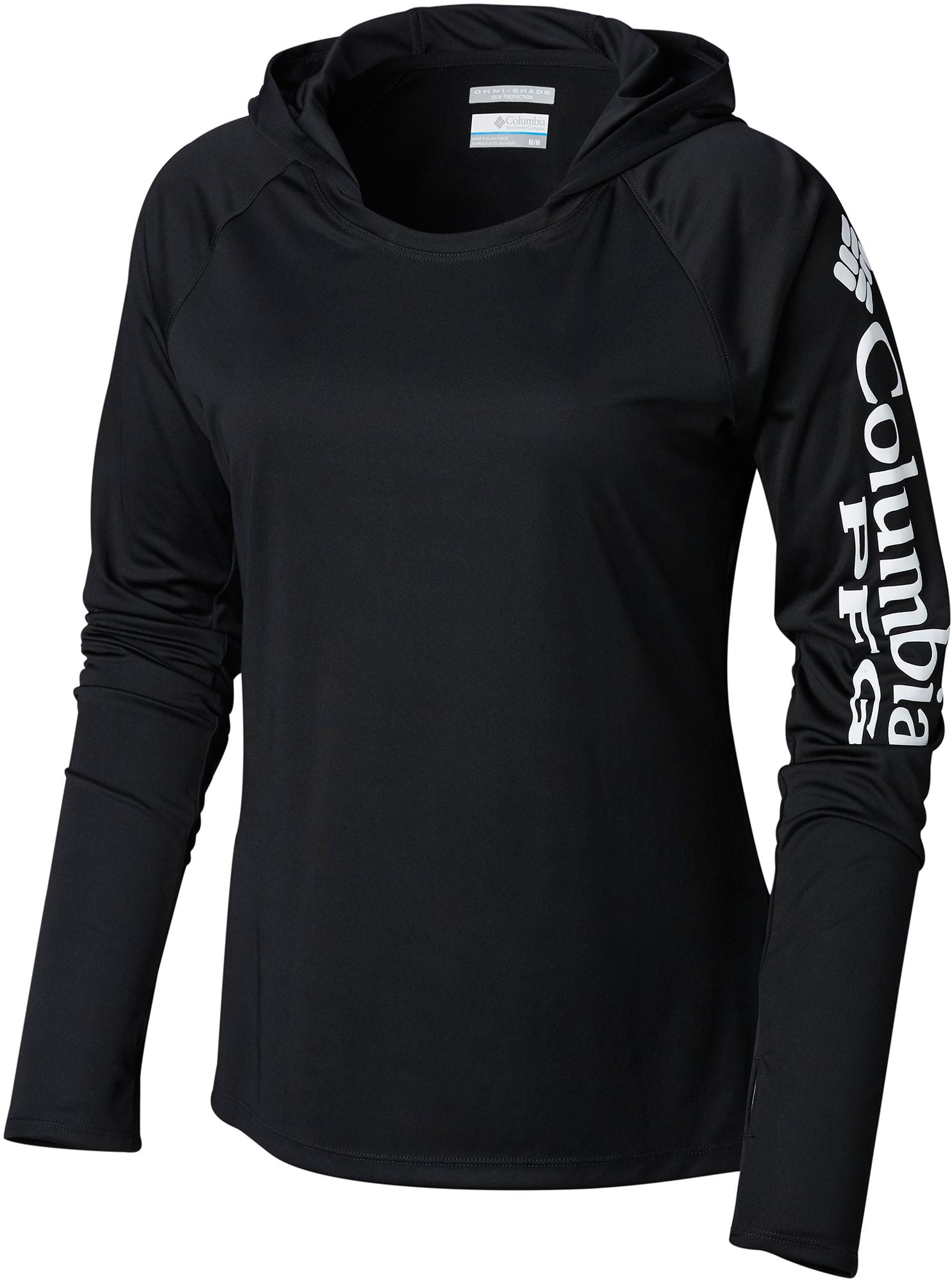 Columbia Womens Tidal Tee Hoodie White Logo X-Small Black